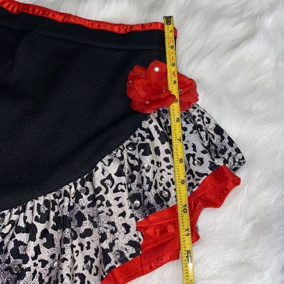 Dance Costume Latin Style Black/Red/White Animal Print Size Small - Picture 11 of 13